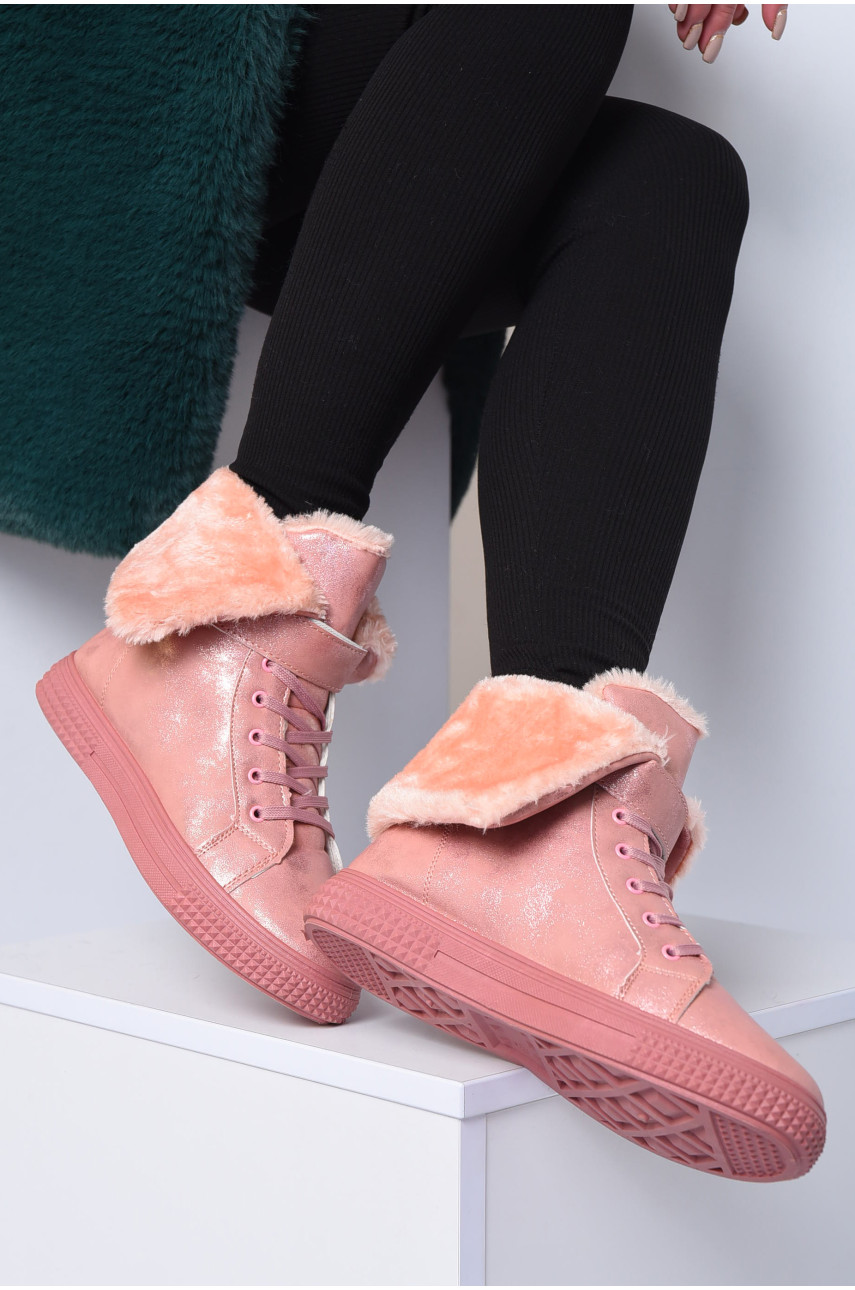 Ботинки женские зима розового цвета 21 153750
