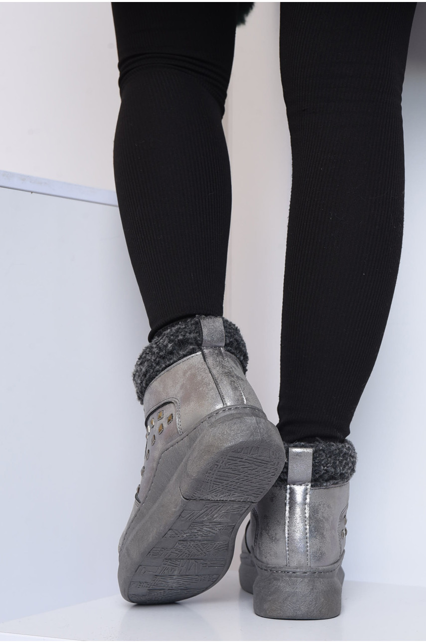 Ботинки женские зима серого цвета 12 153753