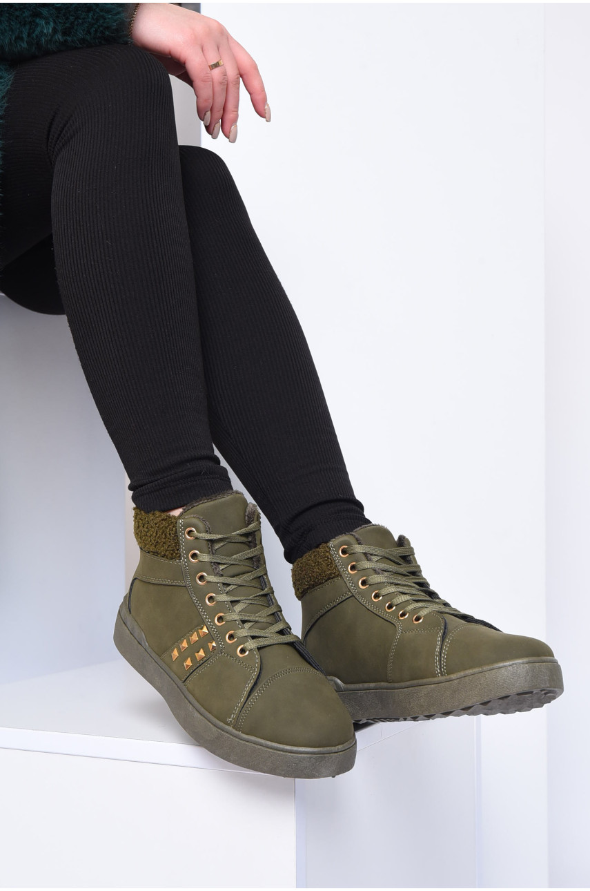 Ботинки женские зима зеленого цвета 19 153754