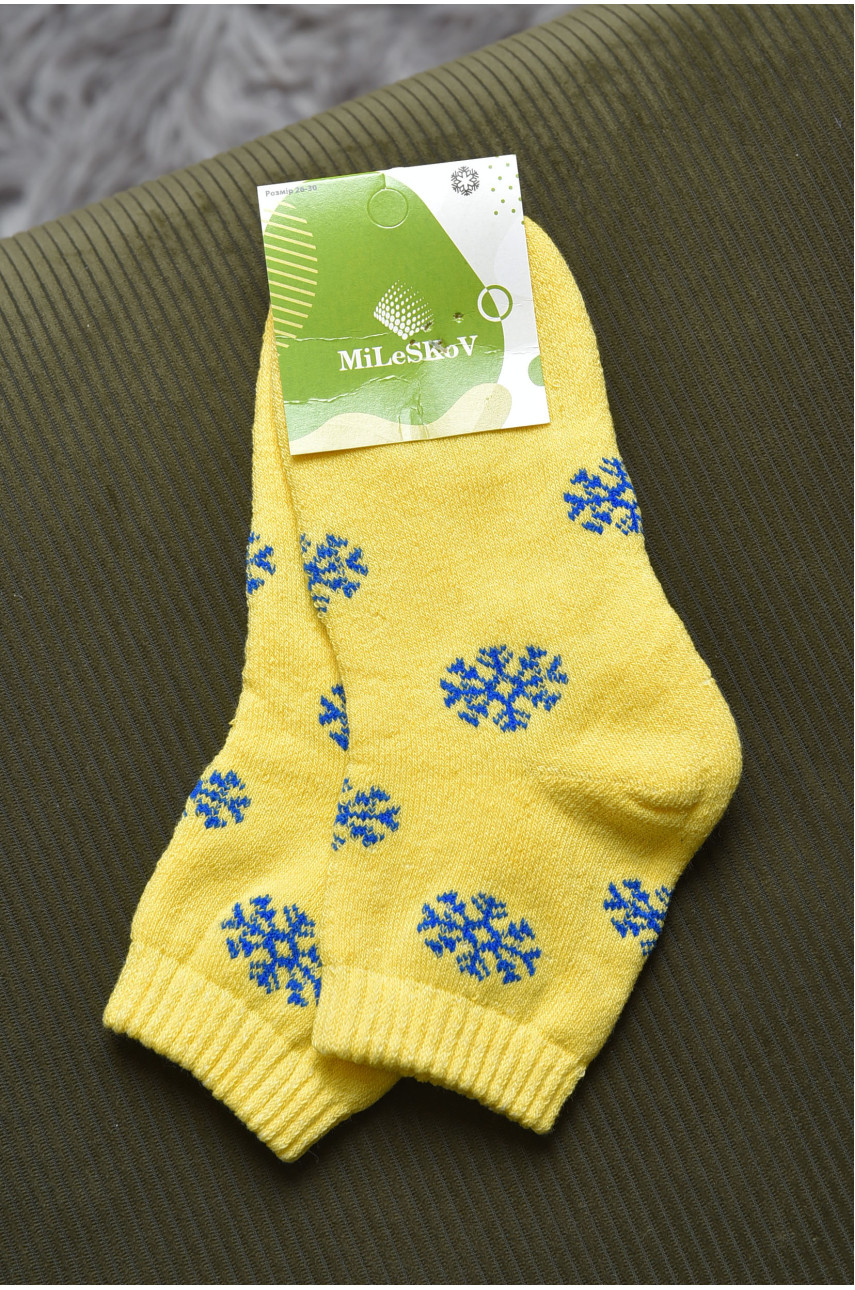 Носки махровые детские для девочки желтого цвета размер 26-30 153952