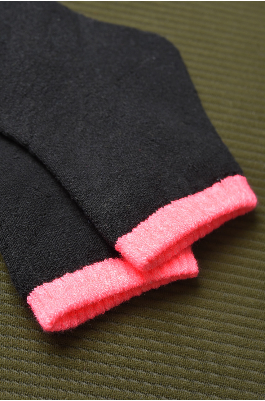 Шкарпетки махрові для дівчинки чорні з рожевою гумкою розмір 31-35 153996