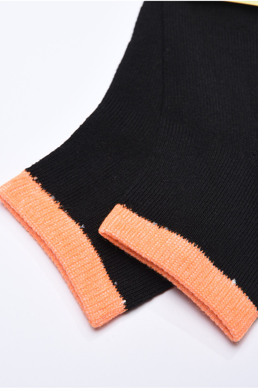 Носки для девочки черные с оранжевой резинкой размер 26-30 154009