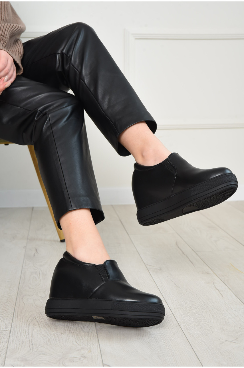 Туфли-сникерсы женские демисезонные черного цвета А86-1 154193