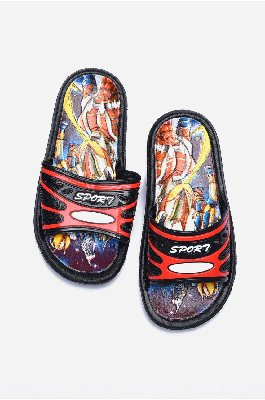 Шлепки детские черно-красного цвета с надписью 155352