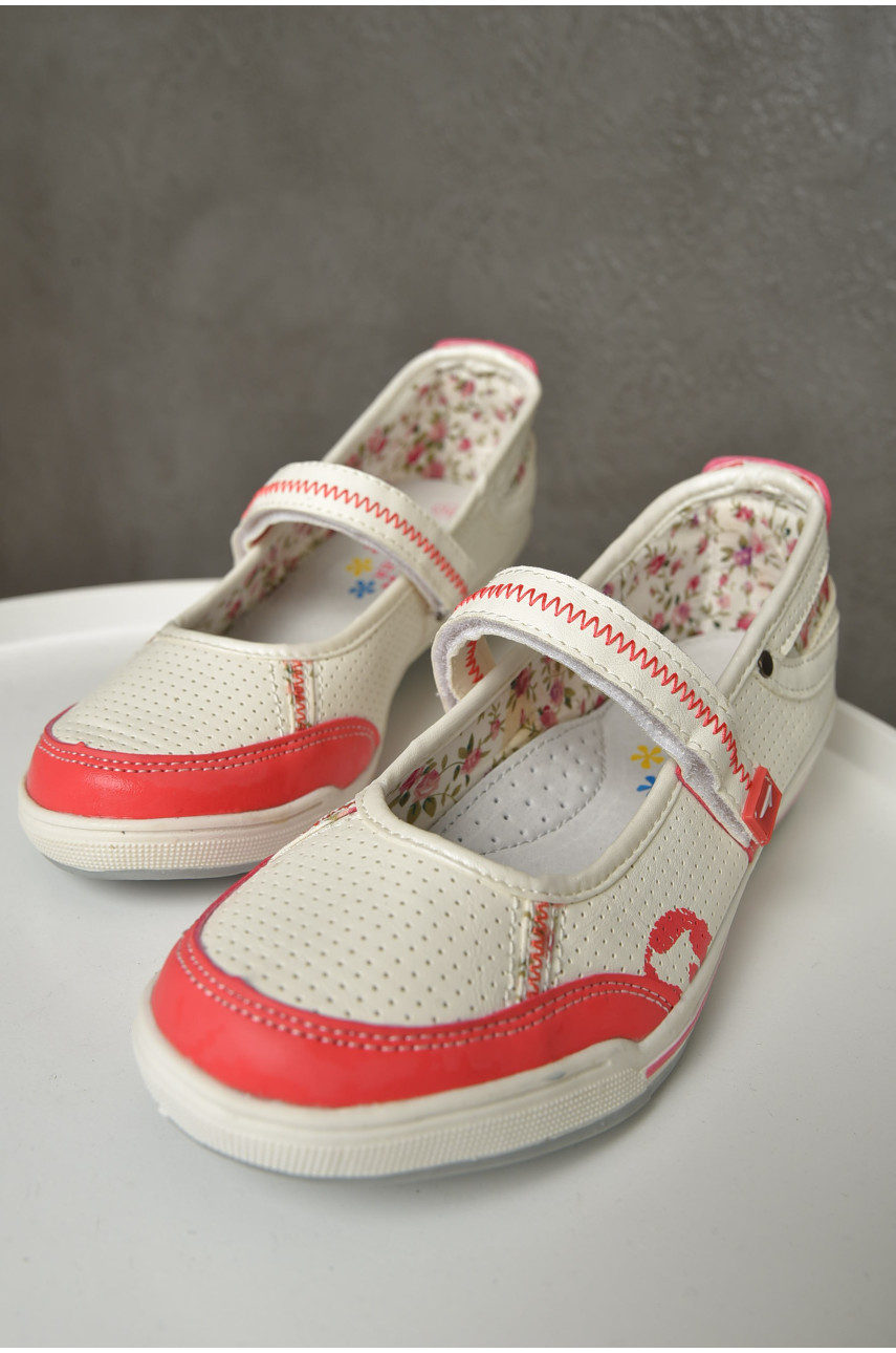 Туфли детские девочка белого цвета с розовой вставкой 6511 156075
