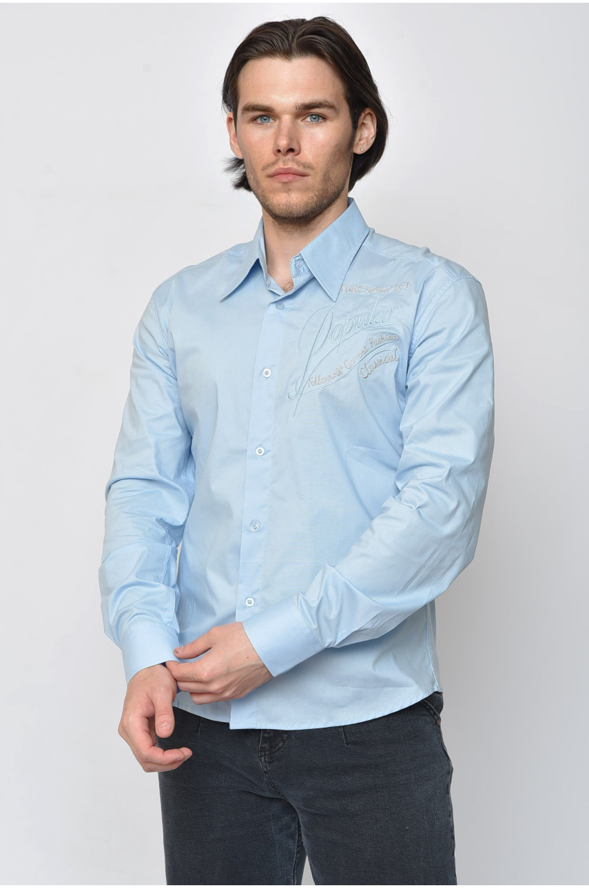 Рубашка мужская голубого цвета с надписью 133 156139