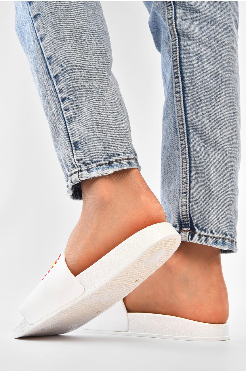 Шлепки женские белого цвета с пони 13070-6 156212