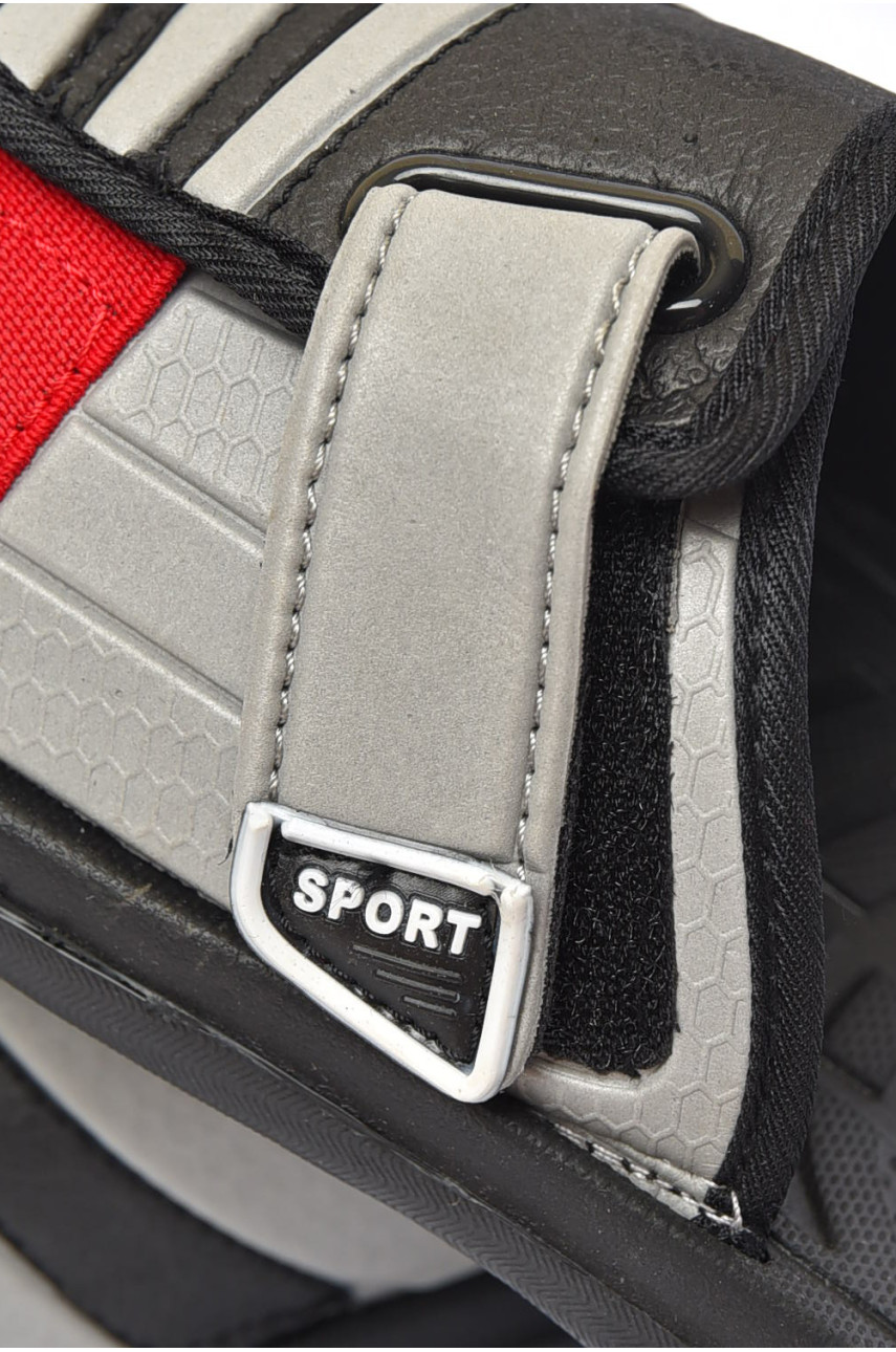 Шлепки подростковые для мальчика черного цвета на липучке 08 156234 Шлепки подростковые для мальчика черного цвета на липучке 08 156234