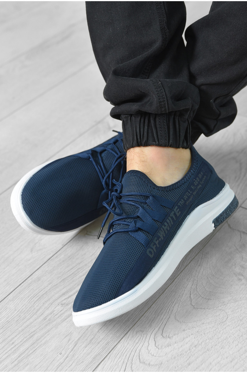 Кросівки чоловічі темно-синього кольору на шнурівці текстиль 03-2 156246