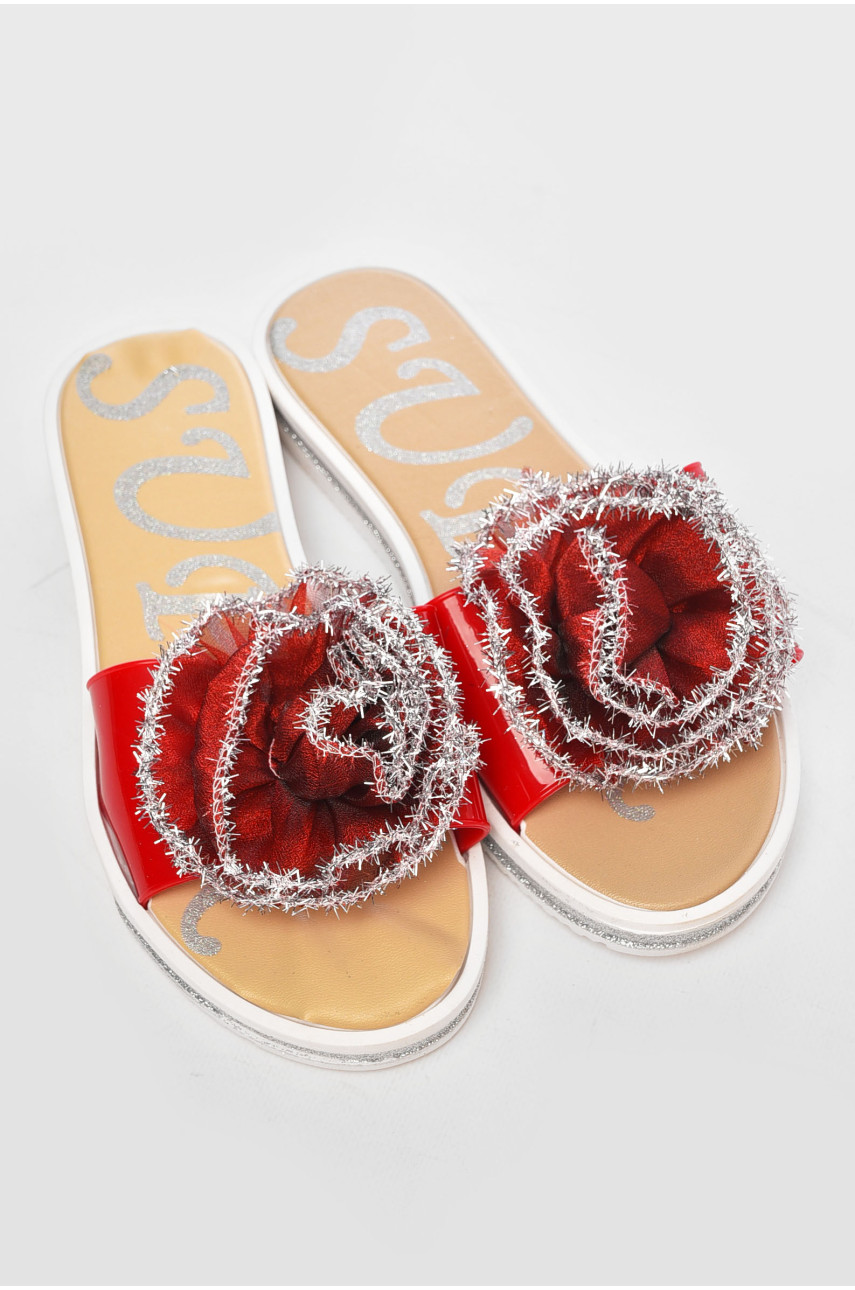 Шлепки женские силиконовые красного цвета 908-1 156302