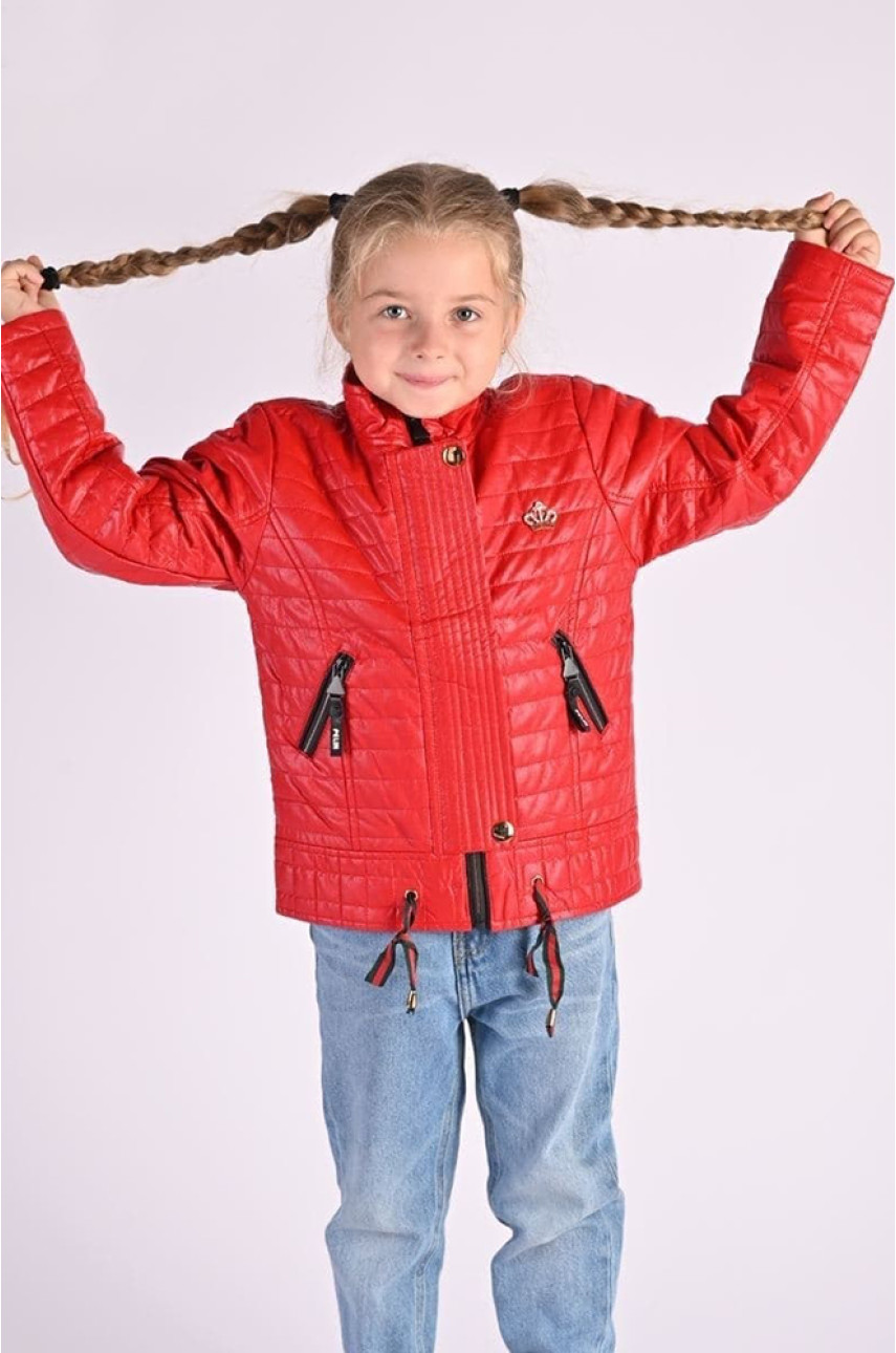 Ветровка детская для девочки красного цвета размер 134 Уценка 8906-1 156437