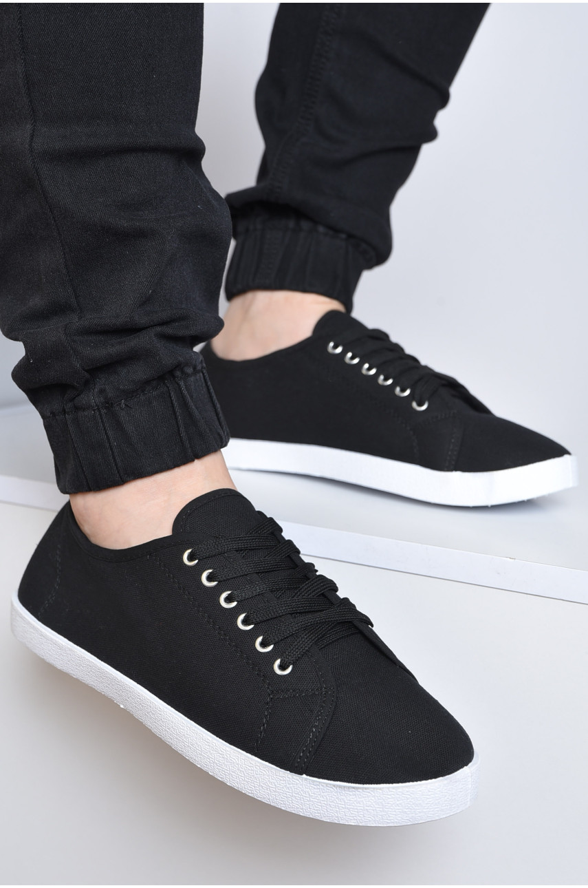 Кеды мужские черного цвета на шнуровке 37 158092 Кеды мужские черного цвета на шнуровке 37 158092