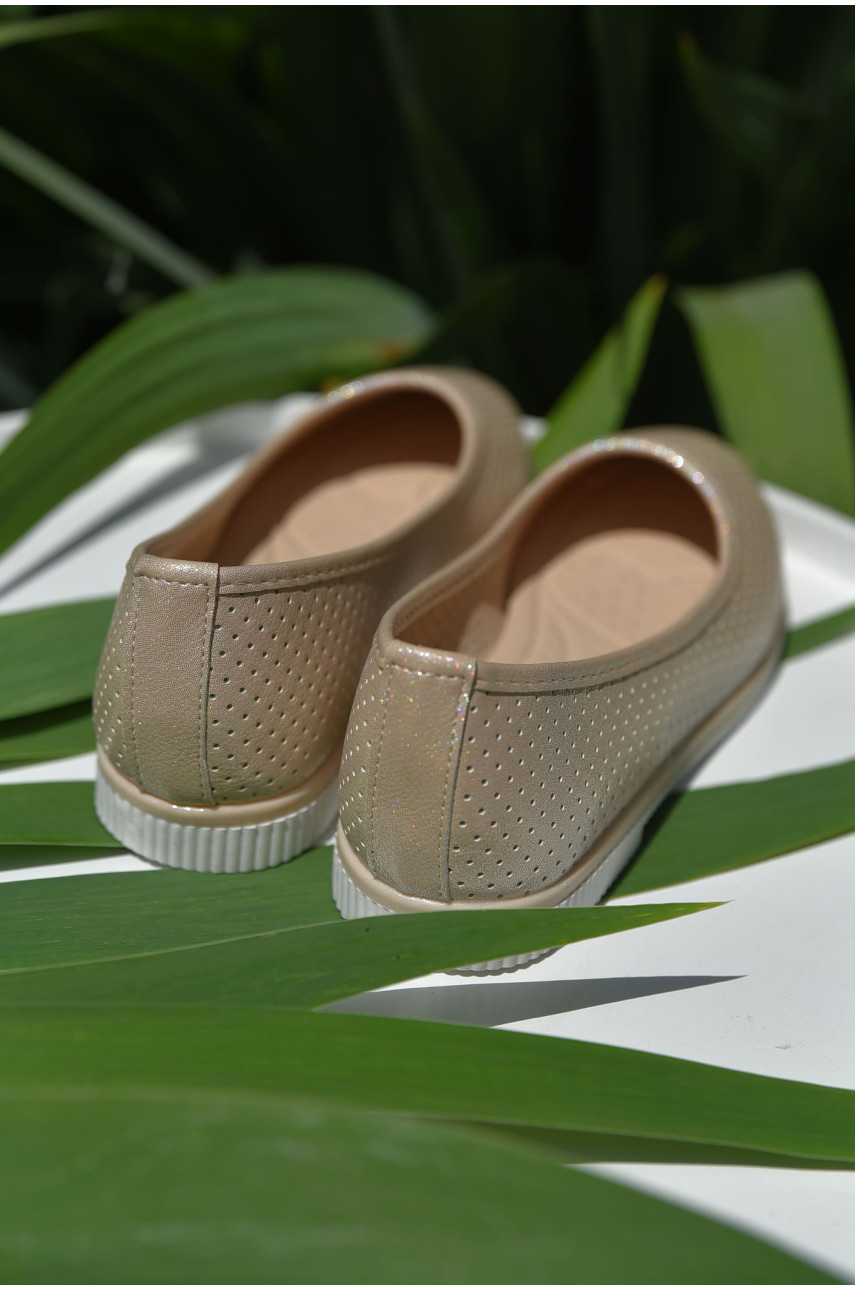 Балетки детские бежевого цвета однотонные 609-3 158658