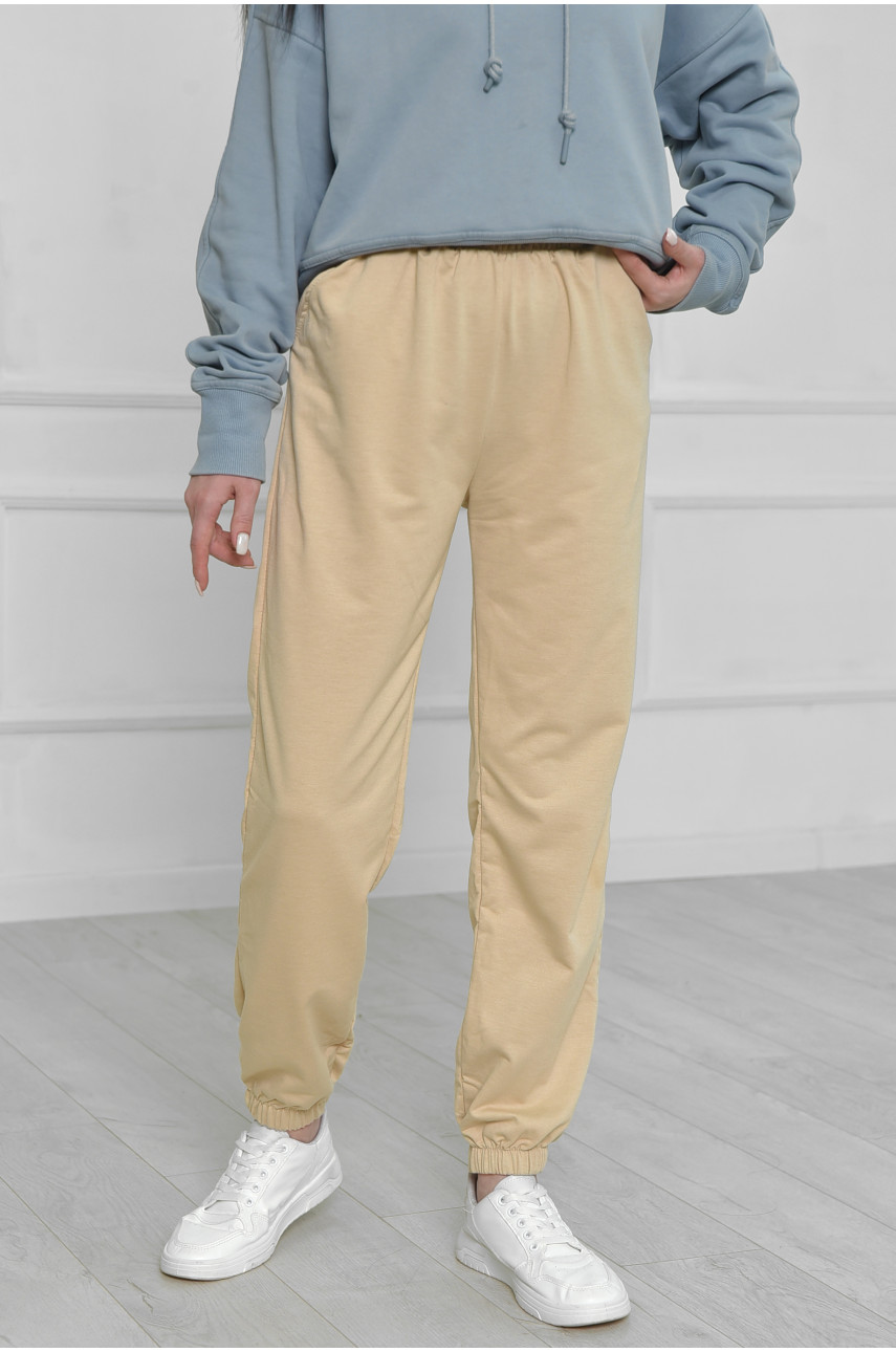 Спортивные штаны женские бежевого цвета 160023