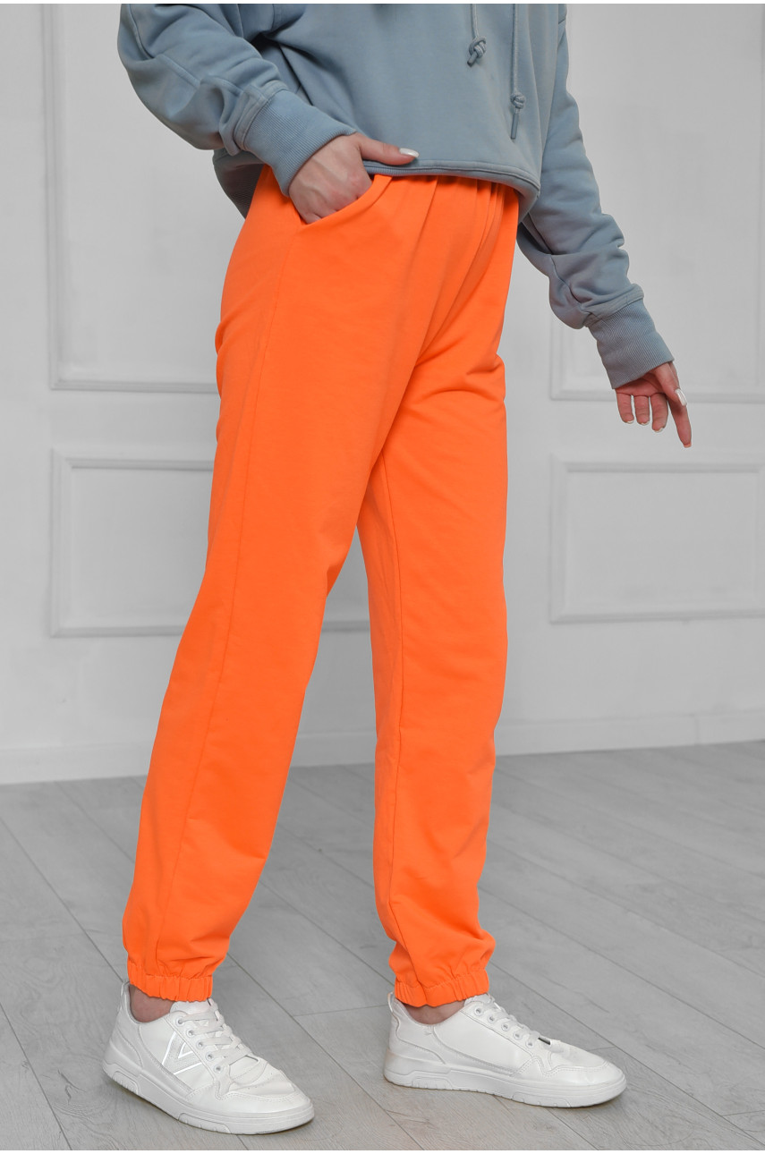 Спортивные штаны женские ярко-оранжевого цвета 160026