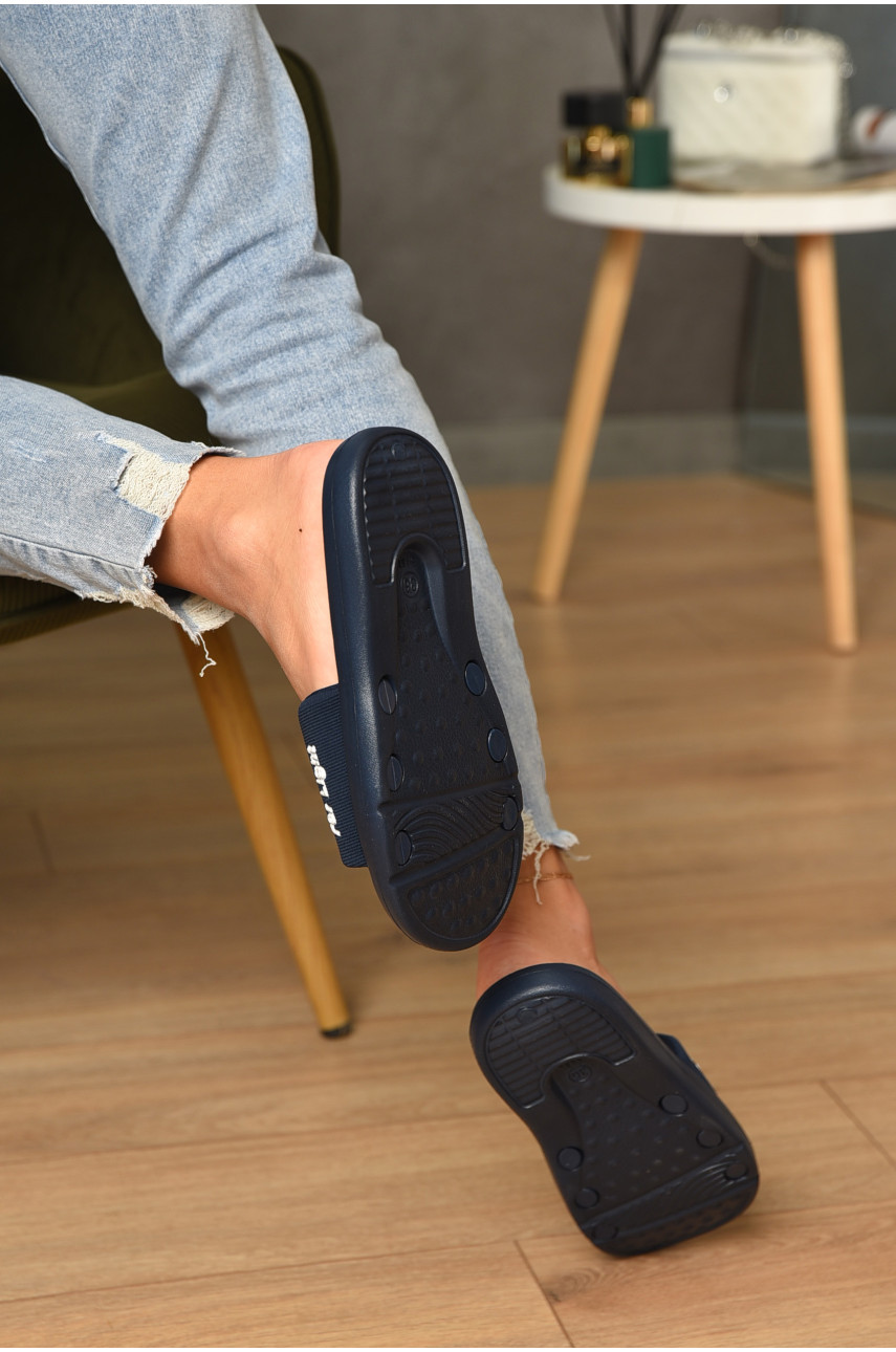 Шлепки женские темно-синего цвета текстиль 546-29 160070