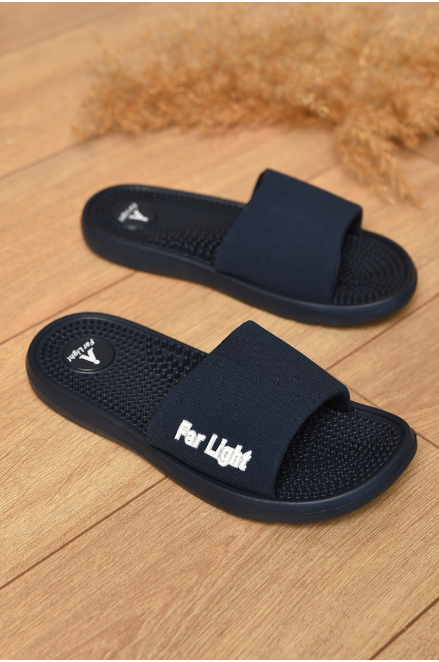 Шлепки женские темно-синего цвета текстиль 546-29 160070
