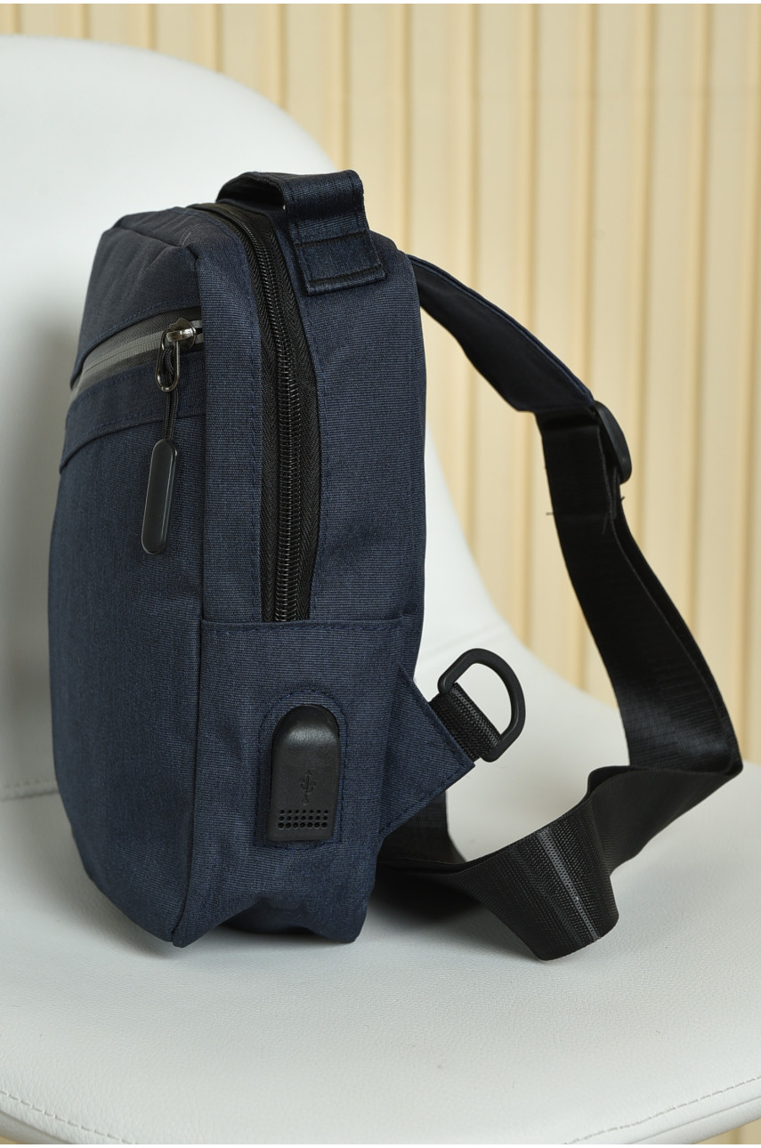 Мужская сумка через плечо темно-синего цвета 20971 160615