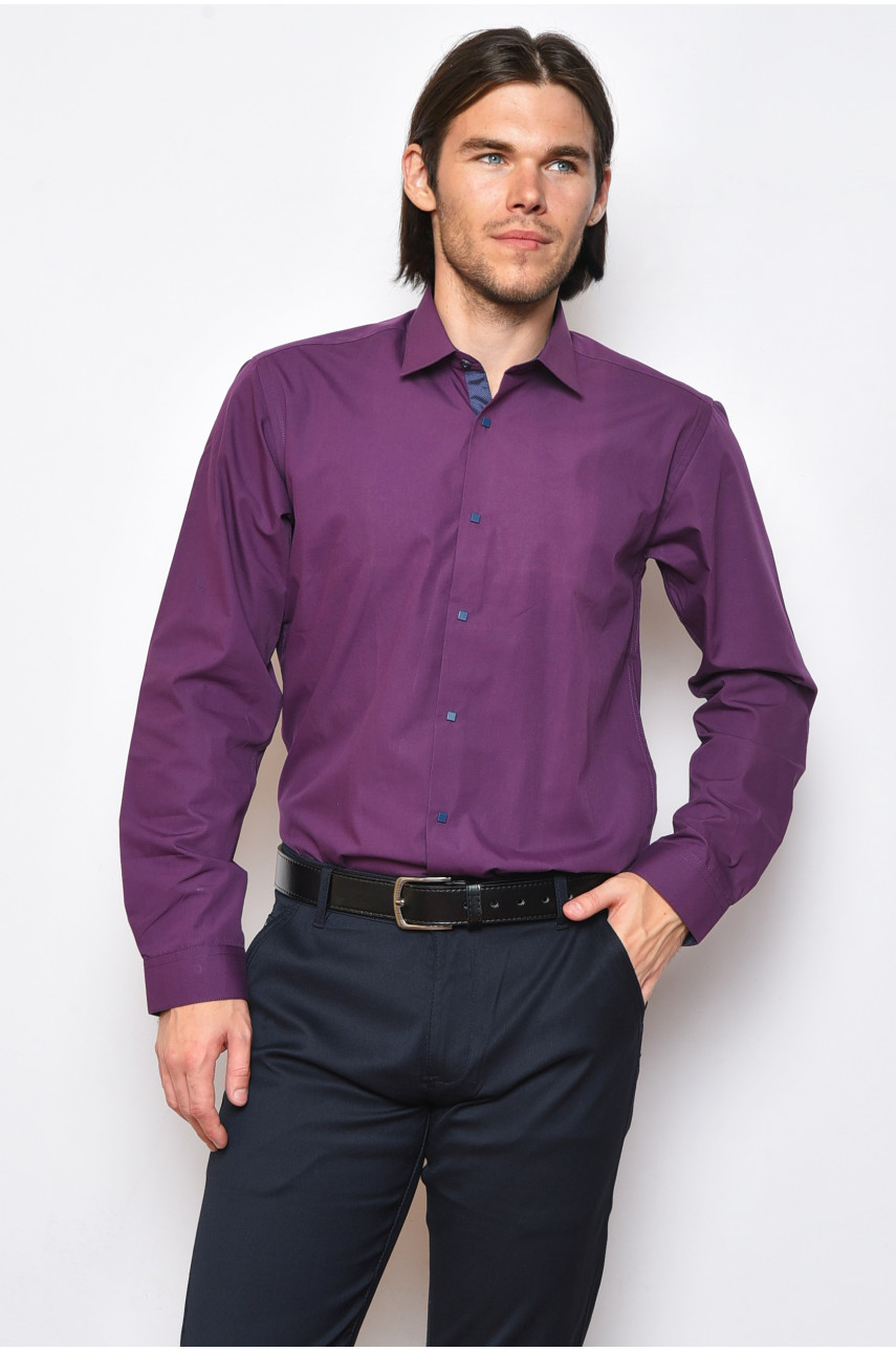 Рубашка мужская фиолетового цвета размер М 161392