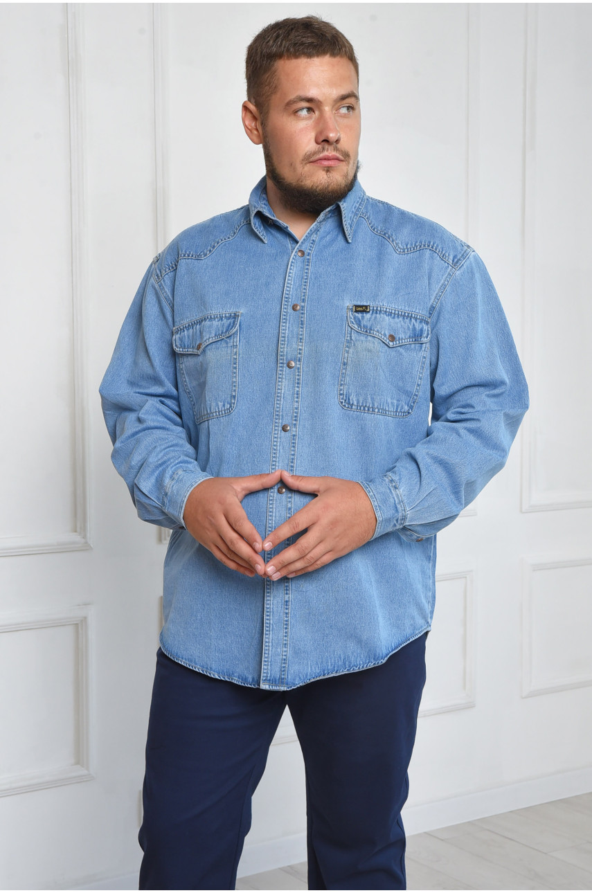 Рубашка мужская голубого цвета размер 2XL 161873