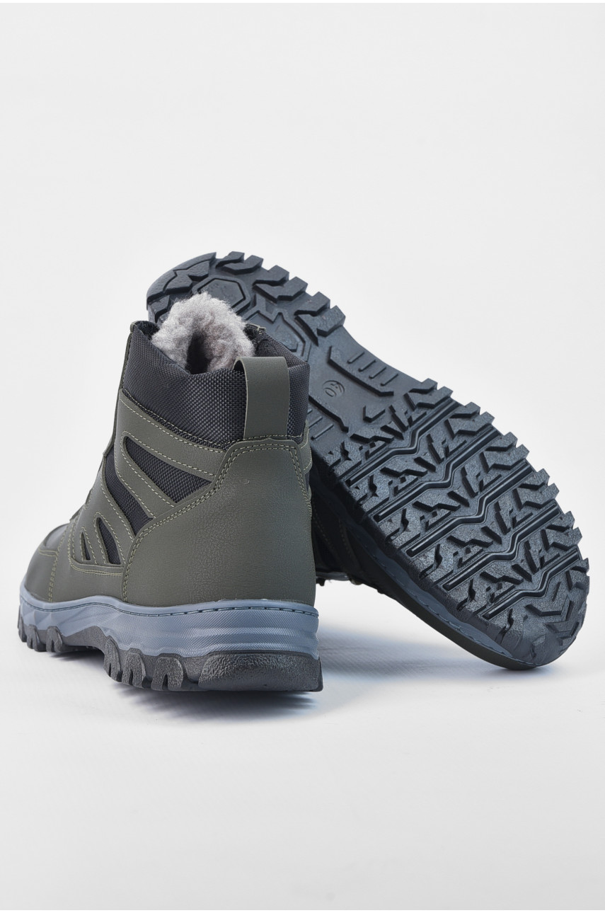 Ботинки мужские зимние на меху темно-зеленого цвета РБ-1 161961