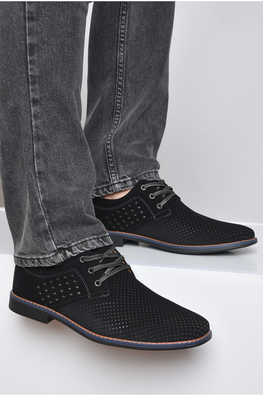Туфлі чоловічі чорного кольору на шнурівці 538-1 162021