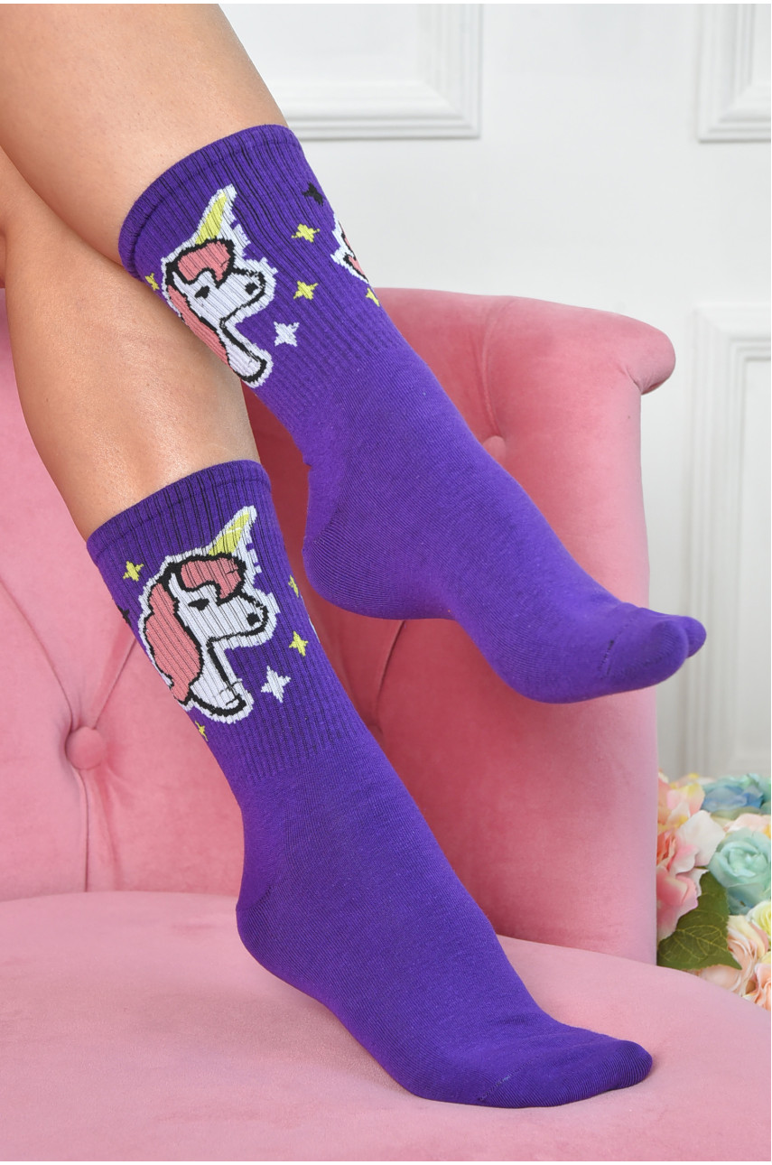 Шкарпетки жіночі високі фіолетового кольору розмір 38-41 723 163085