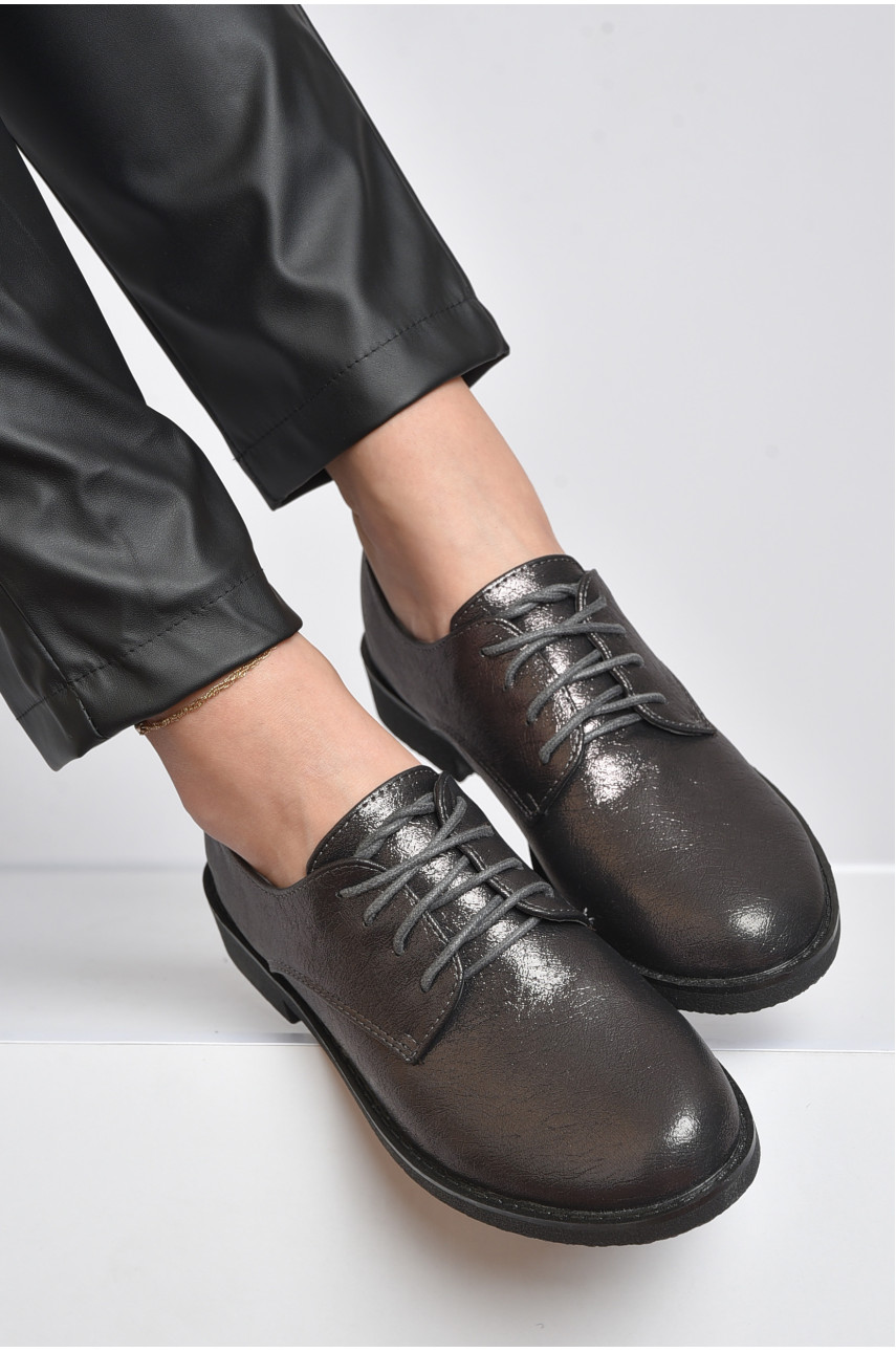 Туфли женские коричневого цвета на шнуровке Уценка 8088-3 163181
