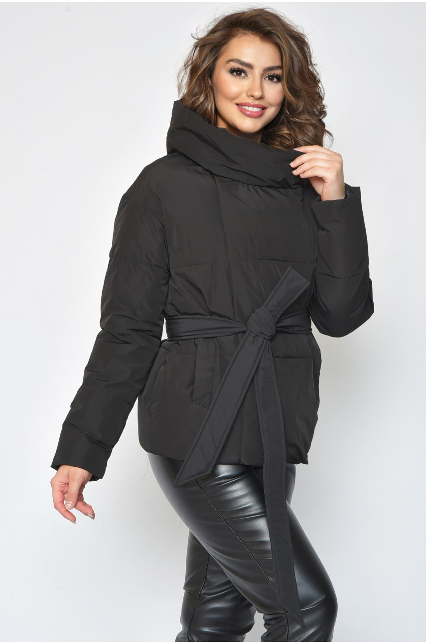 Куртка жіноча демісезонна чорного кольору розмір 46 163332
