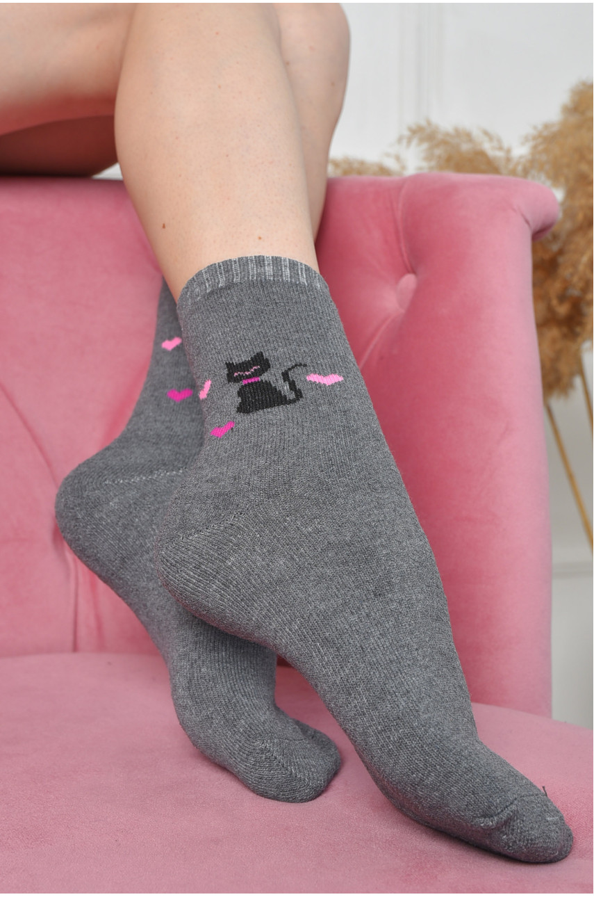 Шкарпетки махрові жіночі сірого кольору розмір 37-42 777 163531