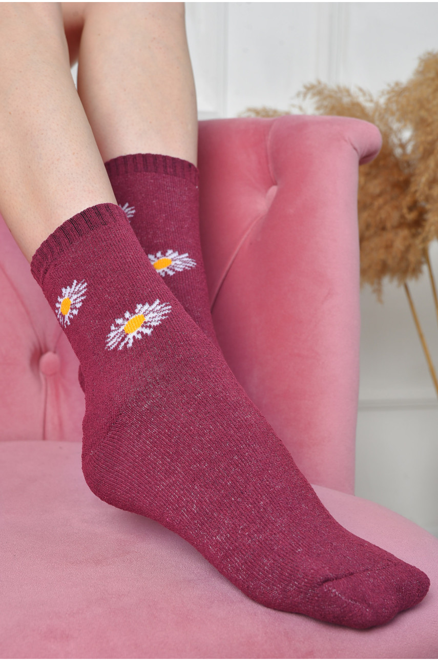 Шкарпетки махрові жіночі бордового кольору розмір 37-42 770 163537