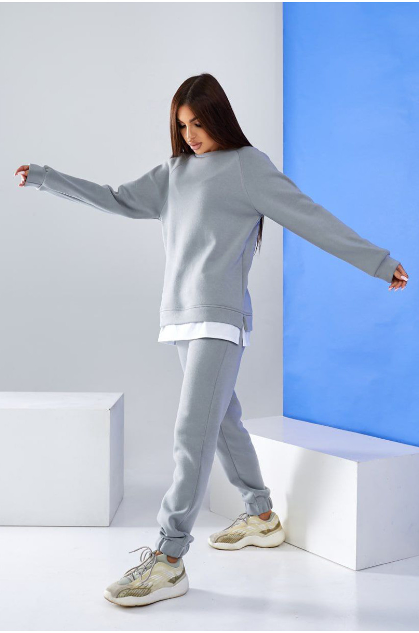 Спортивний костюм жіночий на флісі сірого кольору SA432 163898