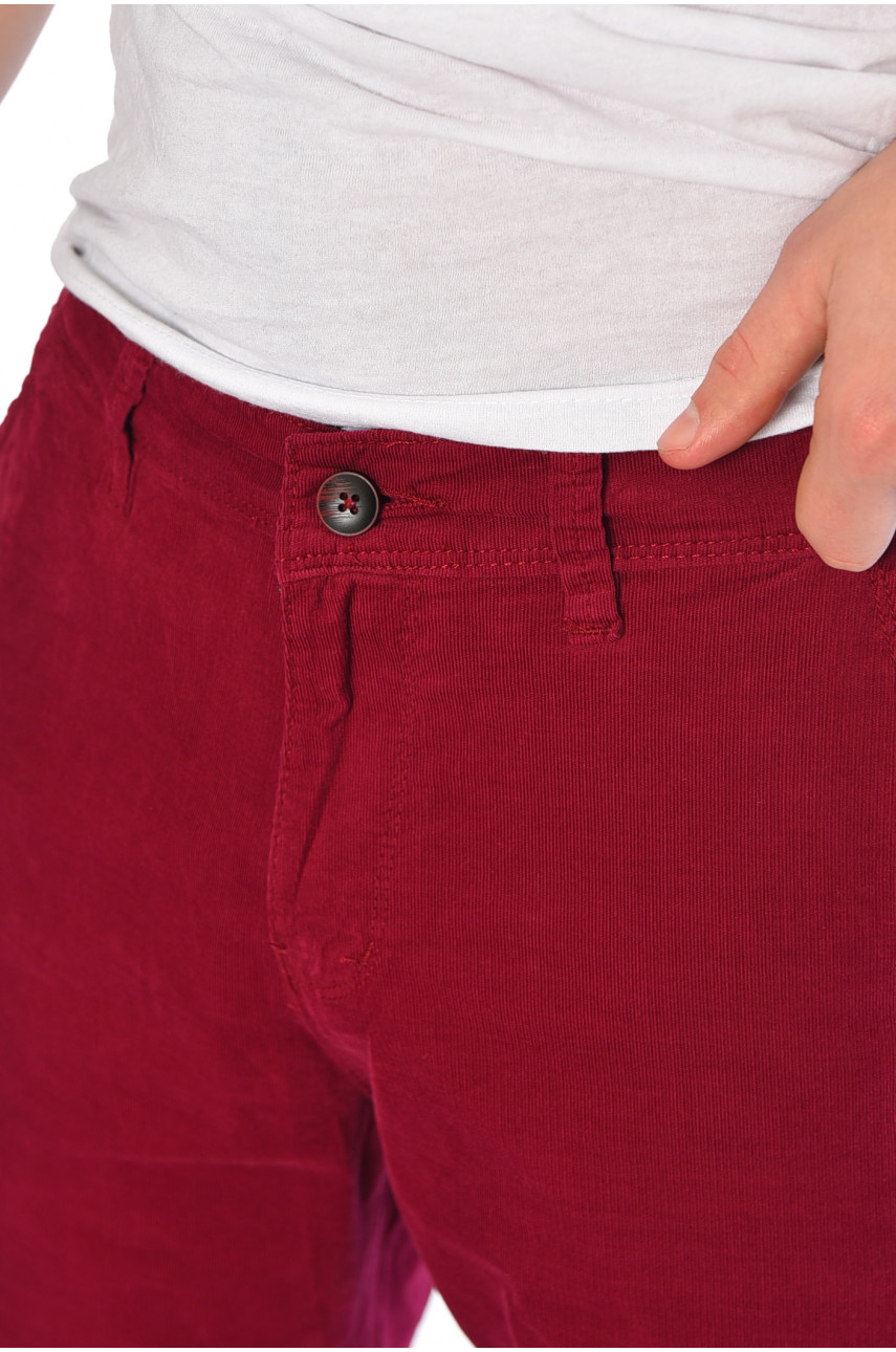 Бриджи мужские микровельветовые бордового цвета LS14-0017 163945 Бриджи мужские микровельветовые бордового цвета LS14-0017 163945