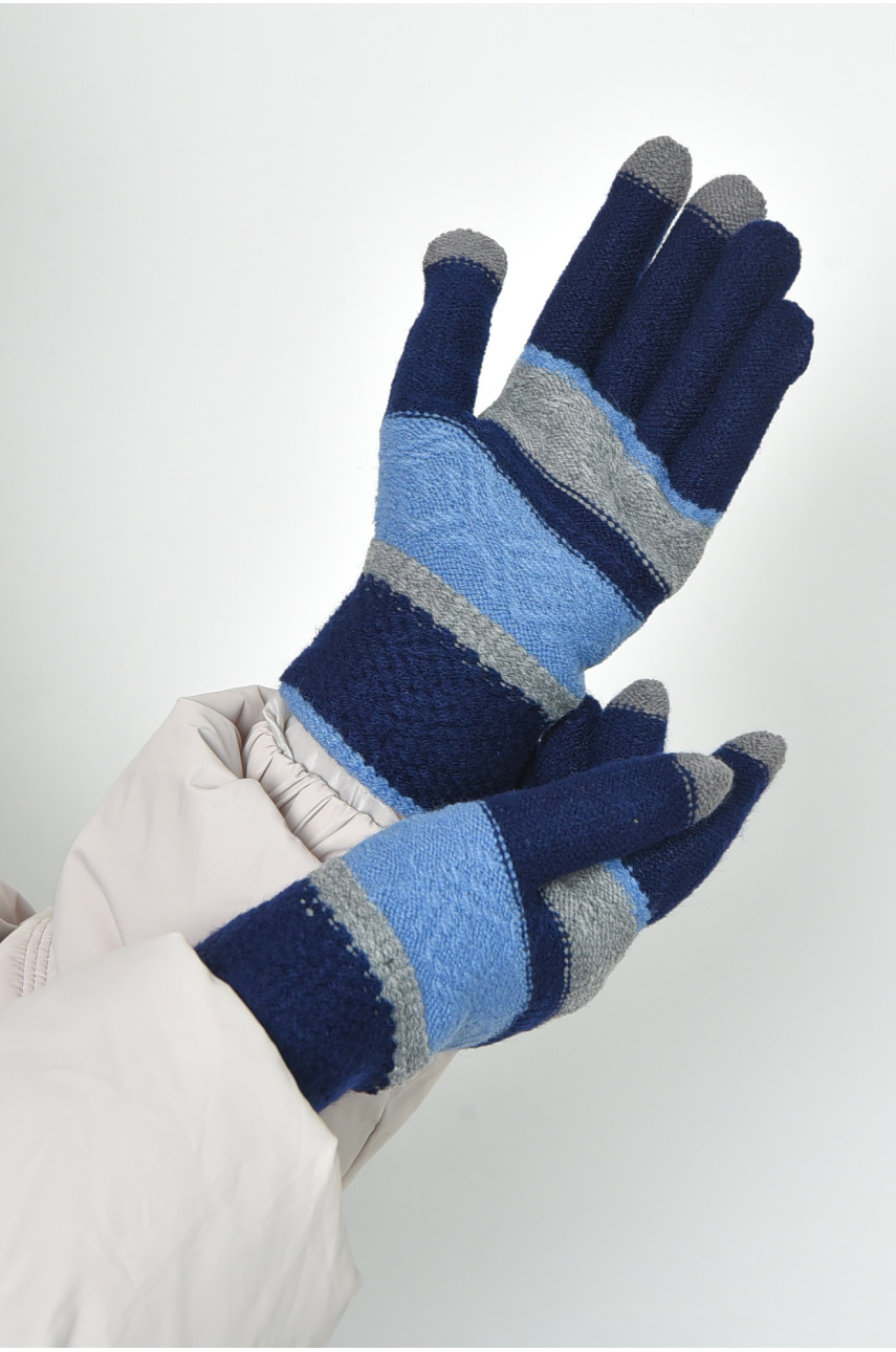 Перчатки женские сенсорные темно-синего цвета 164114