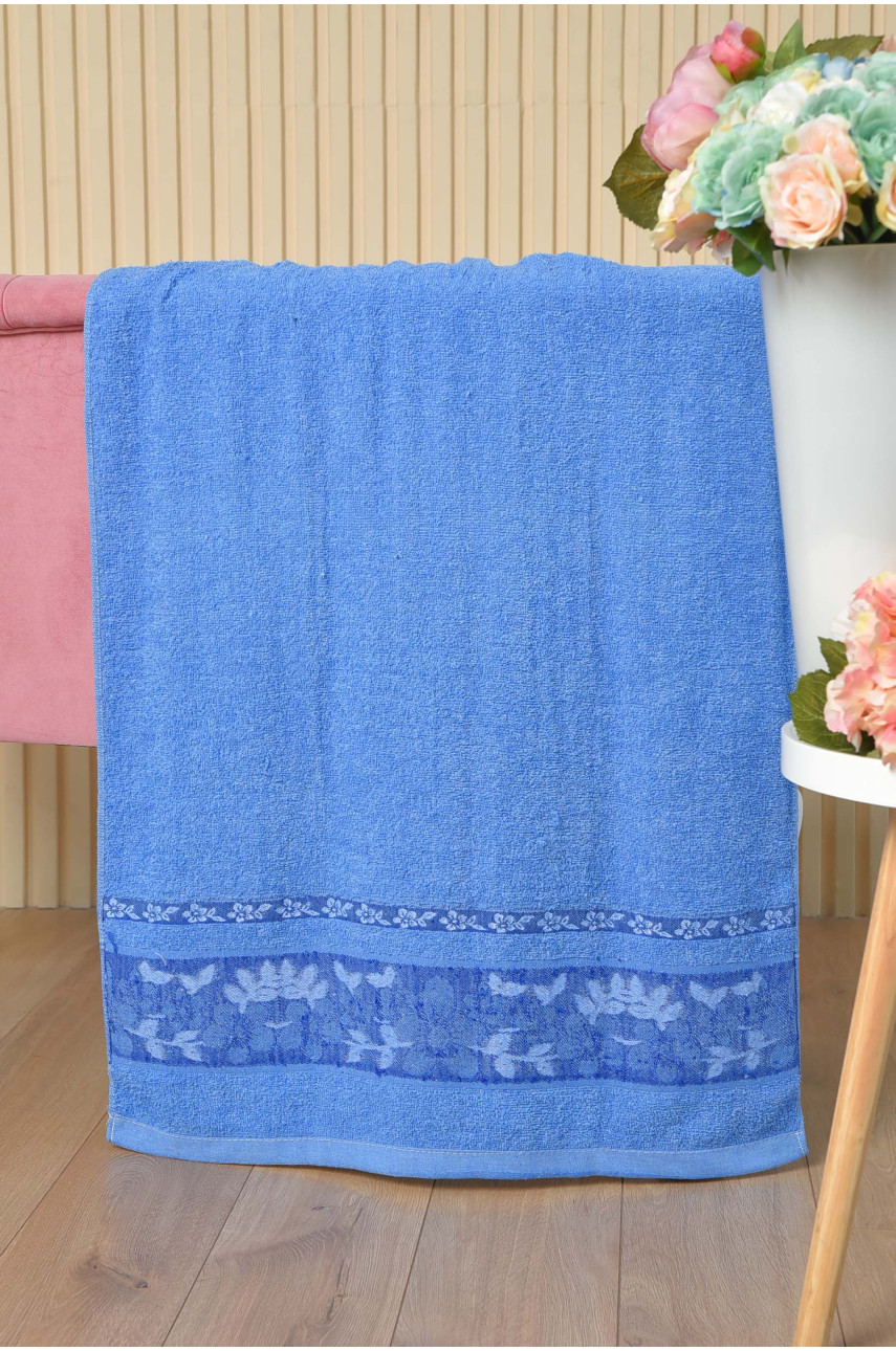 Полотенце банное махровое синего цвета 164199