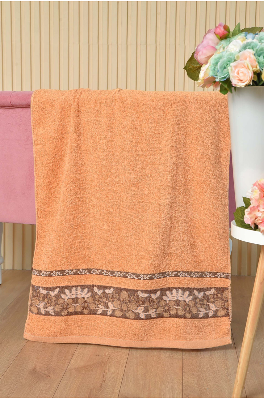 Полотенце банное махровое оранжевого цвета 164201