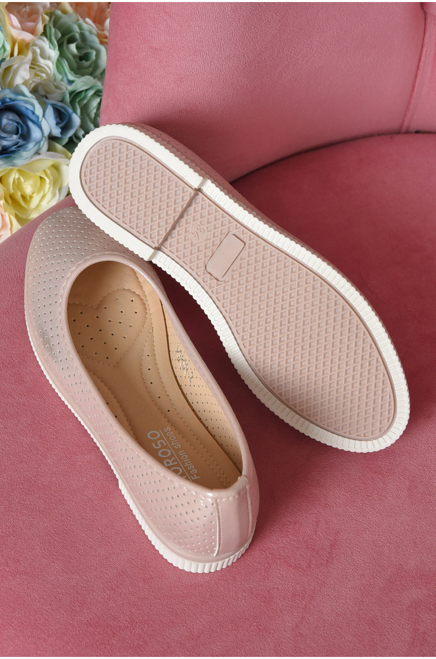 Балетки дитячі рожевого кольору однотонні 609-2 164862 Балетки дитячі рожевого кольору однотонні 609-2 164862