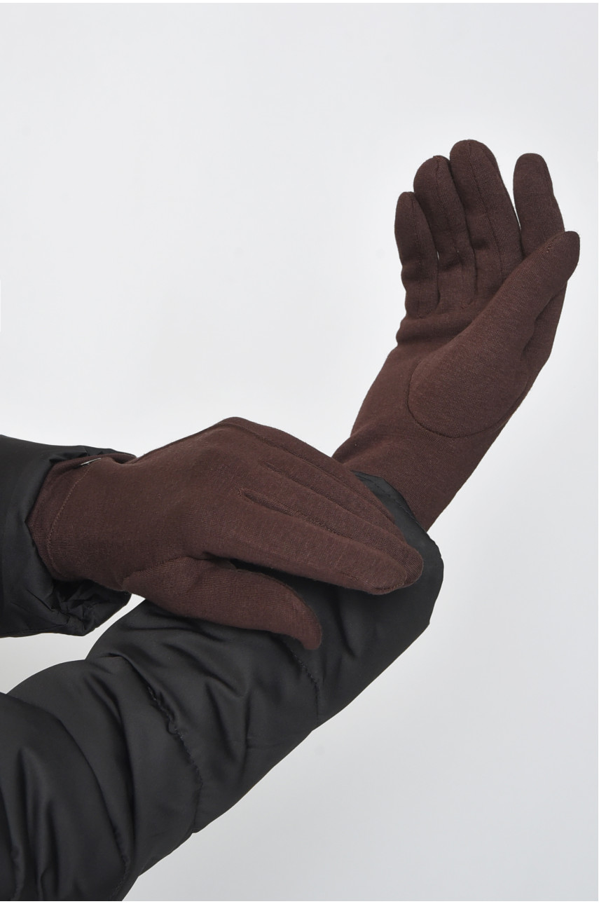 Перчатки женские на меху коричневого цвета размер 8 013 165059
