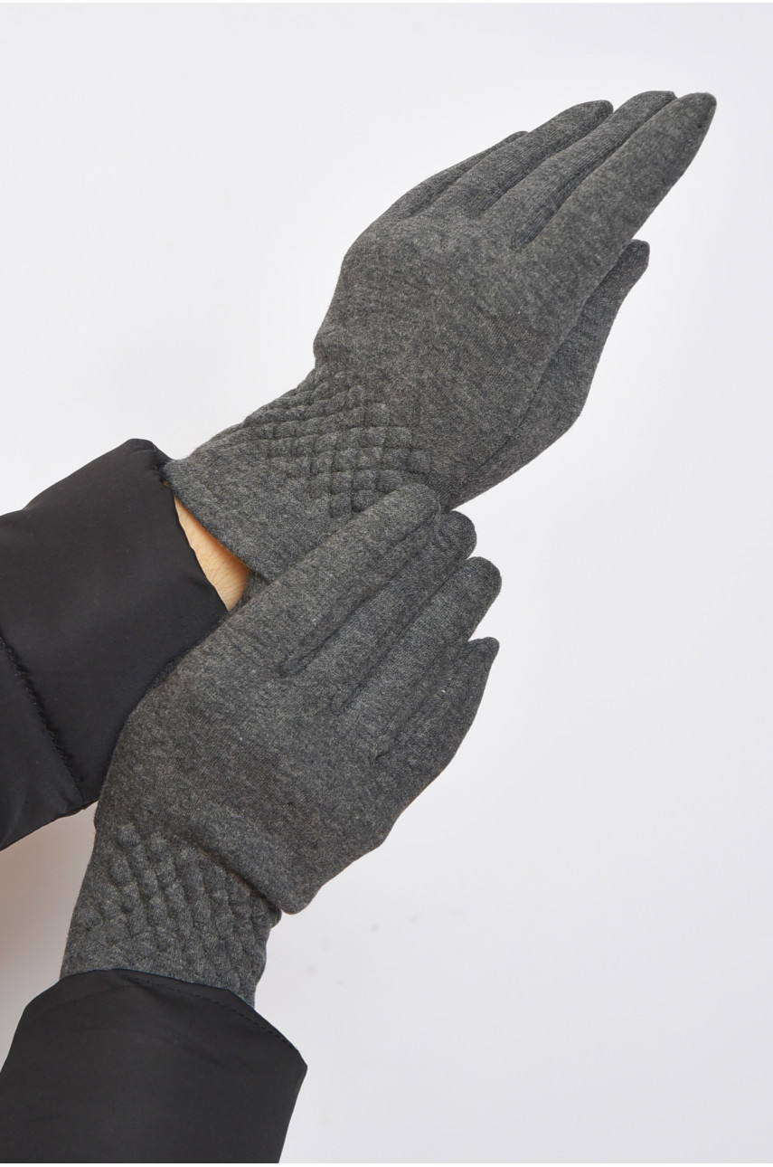 Перчатки женские на меху темно-серого цвета размер 7,5 011 165095