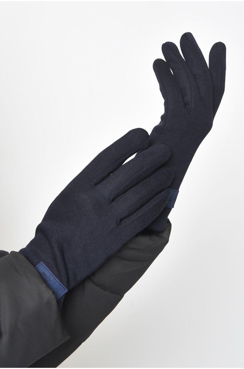 Перчатки женские на меху темно-синего цвета размер 6 017 165115