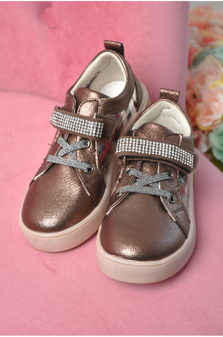 Кросівки дитячі для дівчинки демісезонні коричневого кольору 7063 165340