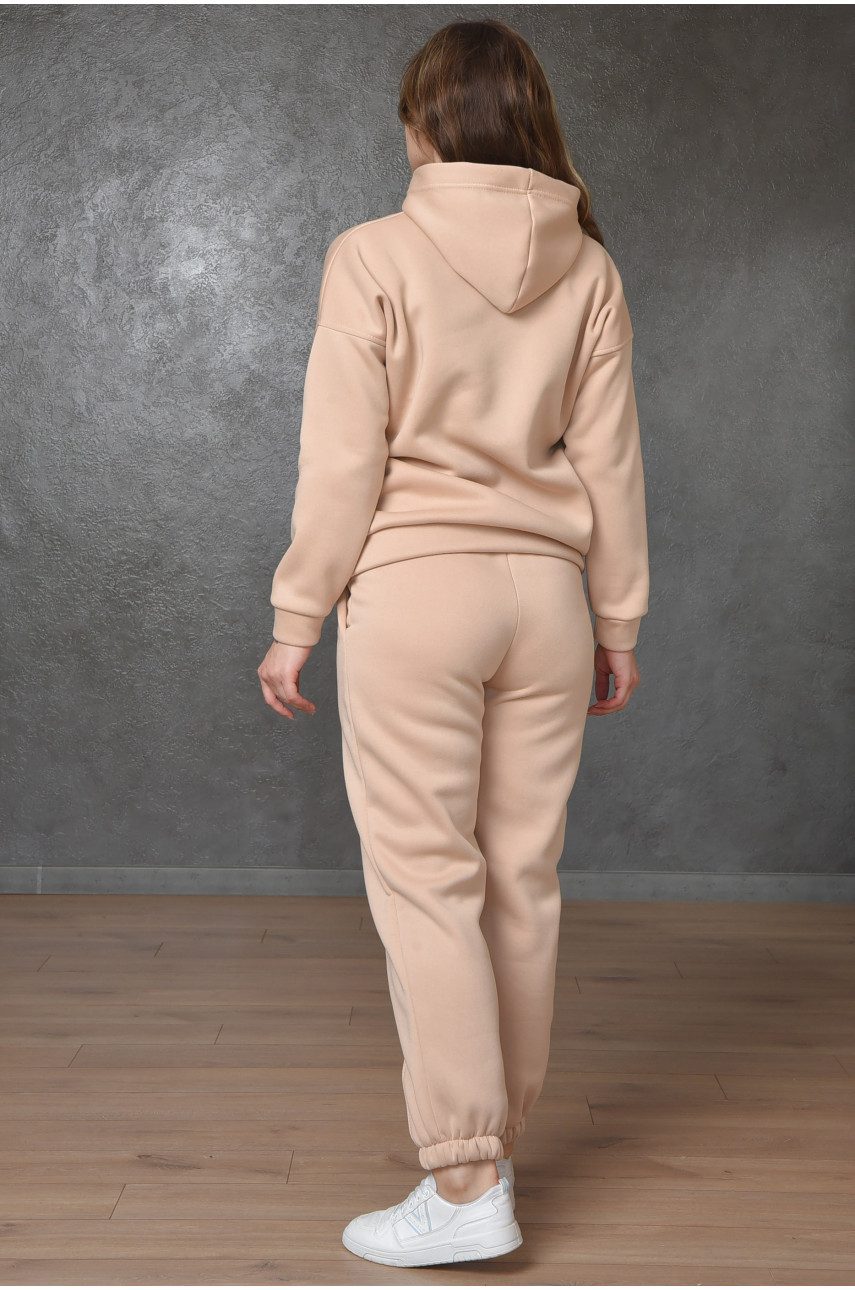 Спортивный костюм женский на флисе бежевого цвета 331 165356 Спортивный костюм женский на флисе бежевого цвета 331 165356