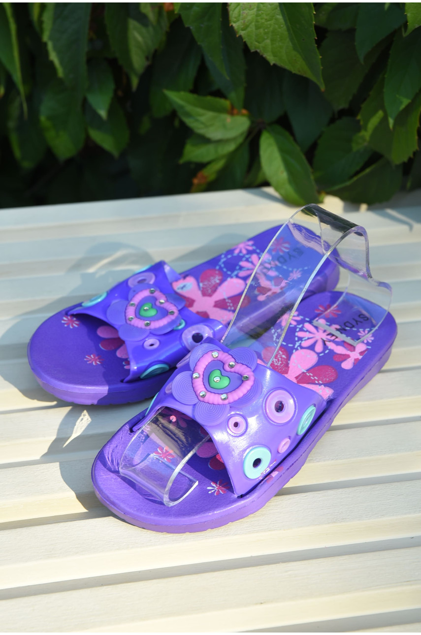 Шльопанці дитячі для дівчинки фіолетового кольору 3285-5 165398
