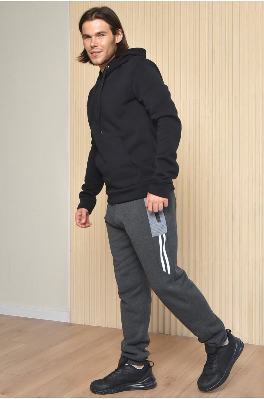 Спортивные штаны мужские на флисе темно-серого цвета 405 165451
