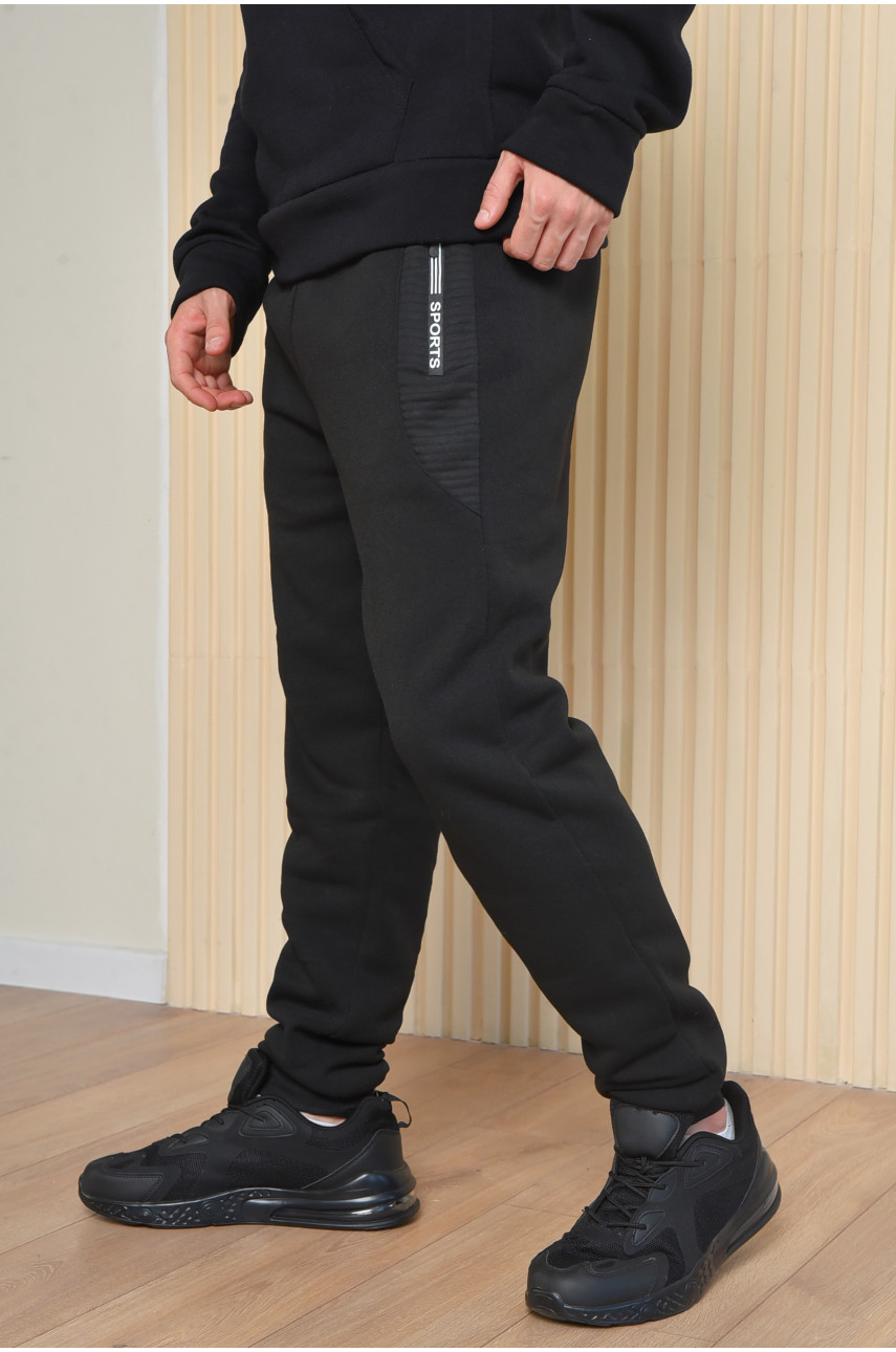 Спортивные штаны мужские на флисе черного цвета 6120 165465