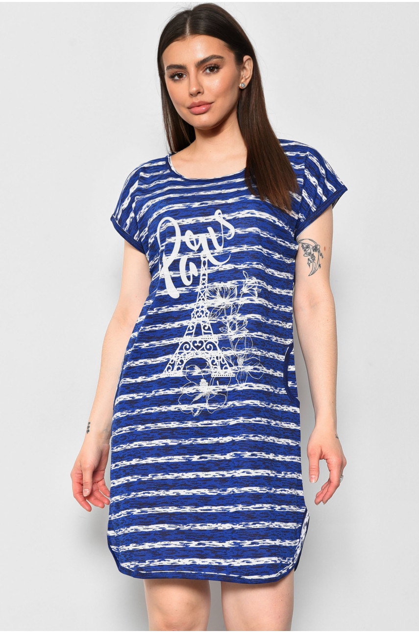 Ночная рубашка женская батальная  темно-синего цвета 165538