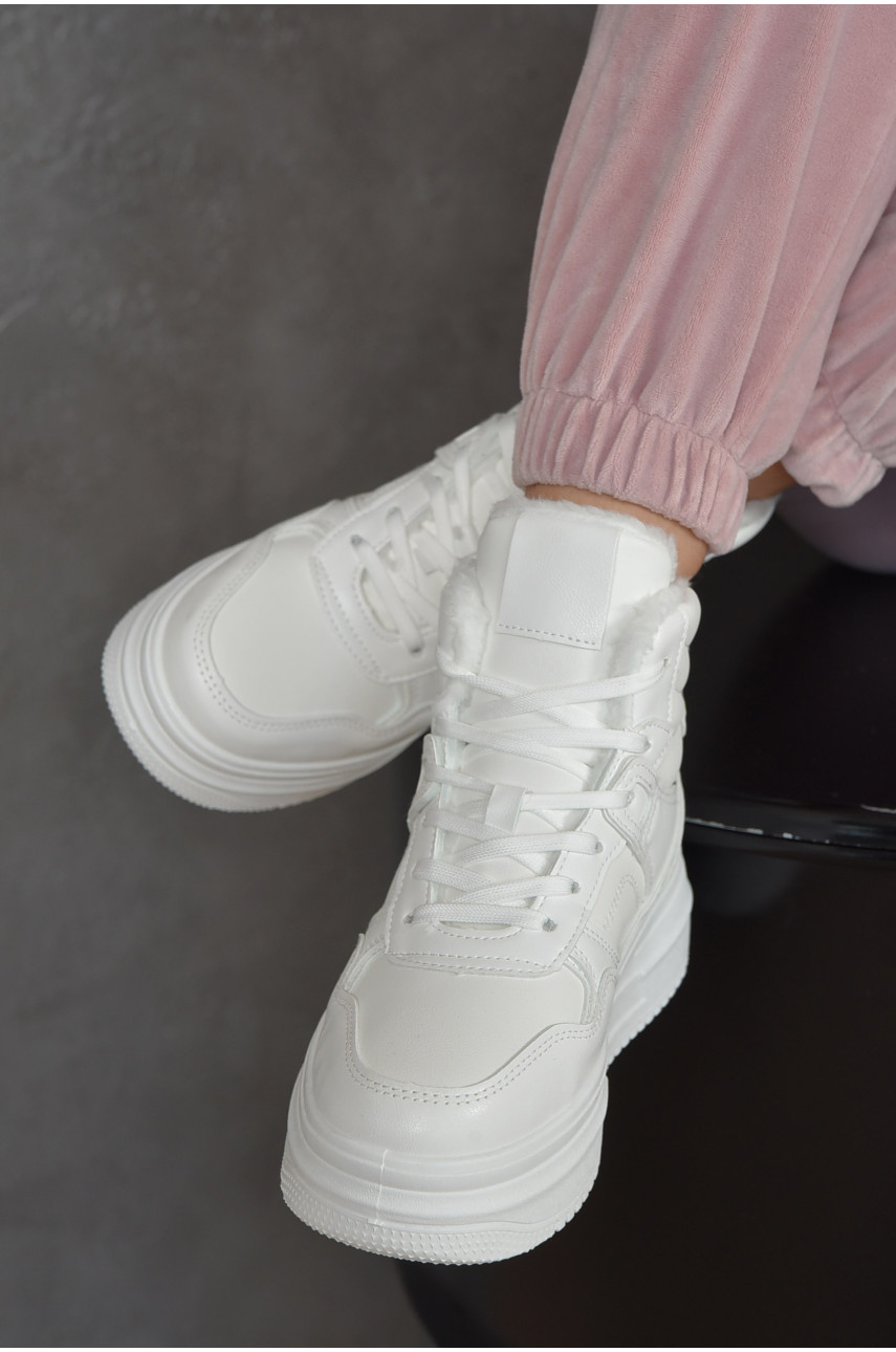 Кросівки жіночі на хутрі білого кольору м91-2 165756