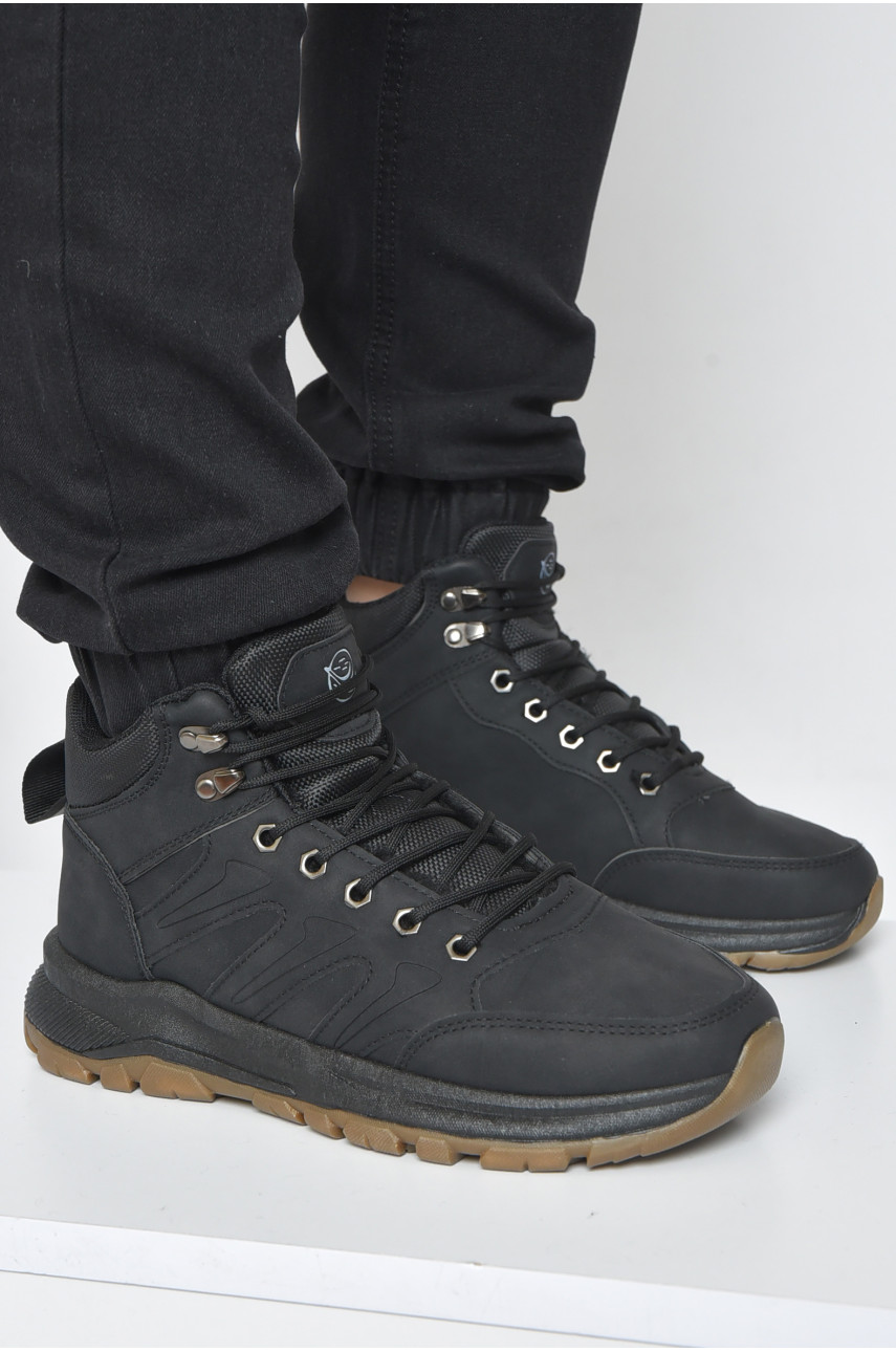 Ботинки мужские зимние на меху черного цвета YB10602-1 165862