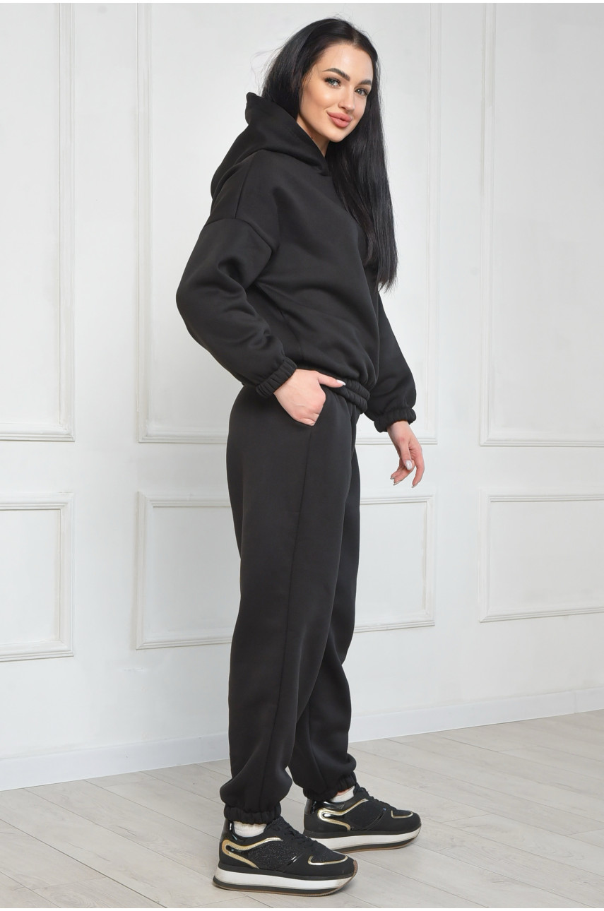 Спортивный костюм женский на флисе черного цвета 1147 165927