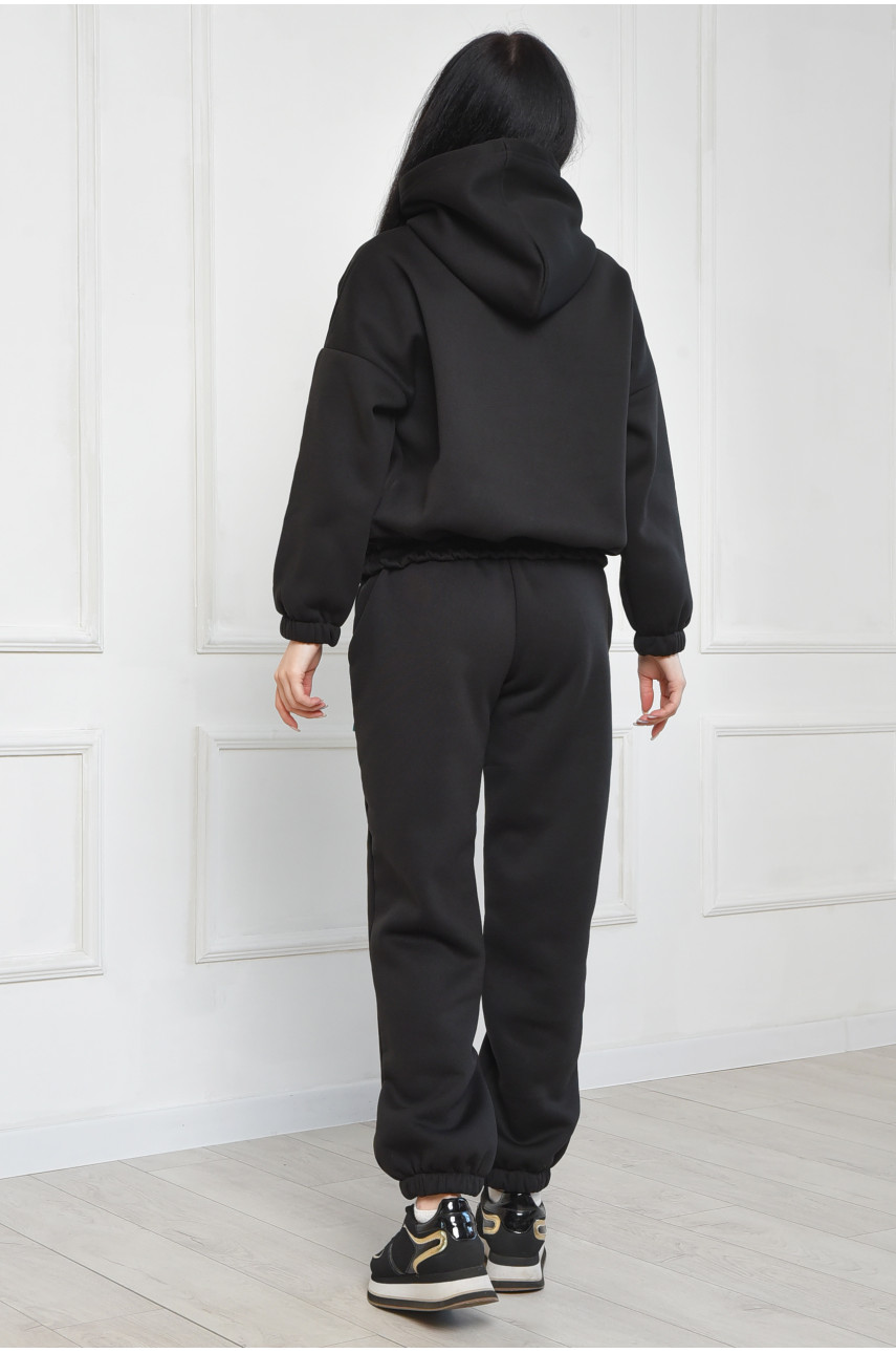 Спортивный костюм женский на флисе черного цвета 1147 165927